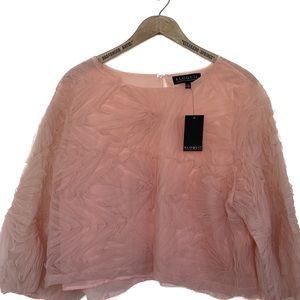 Eloquii puff sleeve tulle crop blouse NWT